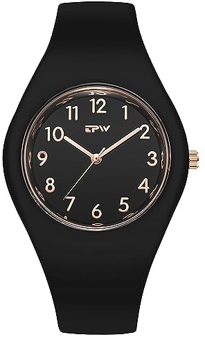 Aroncent Analog Silicone Watch: Waterproof Quartz Watch with Silicone Strap Easy to Read - Wrist Watches for Men and Women - Black