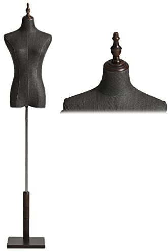 Schaufensterpuppe, weiblicher Körper, Schwarze Kleidung, Schneiderpuppe, Ständer, verstellbar, Halbkörper, Torso, Schaufensterpuppe/Dummy-Display mit Holz und Armen (Keine Arme)