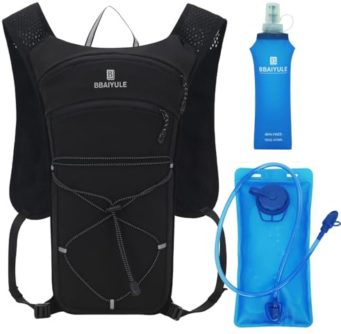 Zaino da corsa con bolla d'acqua e bottiglia morbida, gilet da corsa da uomo e donna, zaino da corsa ultraleggero, zaino da bicicletta, zaino da corsa (bolla per bere e 1 bottiglia morbida)