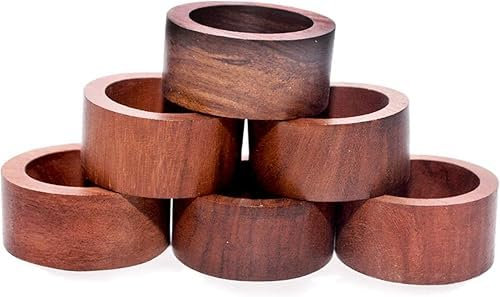 Kalakriti Napkin Rings for Dining Table Napkin Holder, Classic Everyday Use Thanksgiving, Christmas Napkin Rings Buckles,Festive Party Gift (Pack of 6, Brown)
