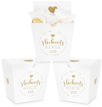 Glückskekse Hochzeits-Kekse 3er-Packung Glückskeks Hochzeiten als Hochzeitsdeko oder für die Candybar frisch gebackene und vegane Idee für jeden Weddingplanner & made in Germany/MHD 24.11.25