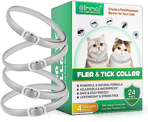 Collare Di Zecca Per Il Gatto, 4 Pacchetti Collare Di Zecca Di Pulci E Zecche Di Prevenzione Delle Pulci, Pulci Impermeabile Regolabile Del Gatto,Morbido E Confortevole, 24 Mesi Di Protezione Efficace