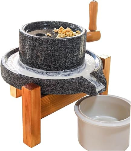 NXSLONE Mulino a Pietra，Mulino per Cereali Smerigliatrice a Umido for Uso Domestico, smerigliatrice a Secco, smerigliatrice for Cereali in Pietra di Granito Naturale for Adulti Anziani(L (22cmx35cm))