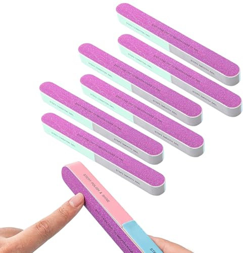 6 Stück Farbig Polierfeile Fingernägel, Multidimensional Nail Buffer, Profi Nagelfeilen Naturnägel, Polierfeilen für Naturnägel und Gelnägel, Buffer für Nägel, Nail File für Maniküre und Pediküre