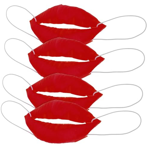 Halloween Wurstmaul Gesichts Cosplay Requisiten 4 Stück aus Kunststoff | Orange, Dicke Lippen Scherzartikel, für Role Play, Sicher und Formstabil