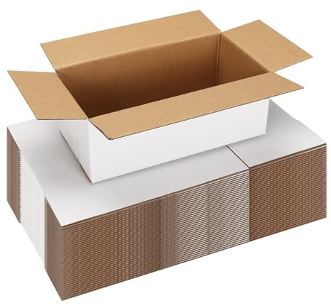 EYMPEU 40 Stück 20,3 x 10,2 x 7,7 cm Weiße Versandkarton, Kartons für kleine Gegenstände, Spielzeug, Schreibwaren und Weihnachtspäckchen | Kraftpapier, mit Deckel, für Versand, Geschenke und Verpackungen