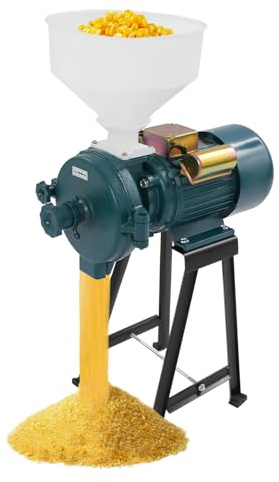 YUNRUX Elektrische Getreidemühle 1400RPM Malzmühle Schnelle Pulverisiermaschine Trockene Gewürzmühle Maschine Malzbrecher Schrotmühle Grain Malt Mill Crusher für Getreide Gerstenmahlung mit Trichter