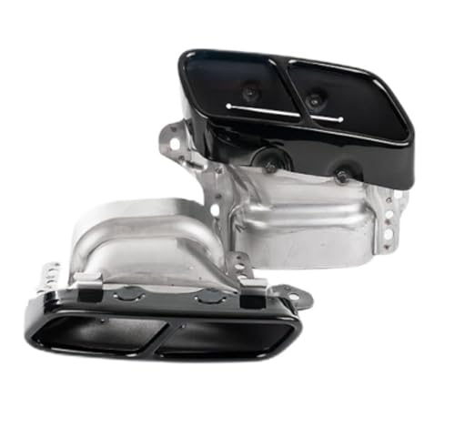 FUNFOB Auspuffblenden Für Mercedes Für Benz A45/CLA45/GLA45 Für AMG Quadratische Mund Endrohr W117 Edelstahl Auspuffrohr Auspuffblende(Schwarz)