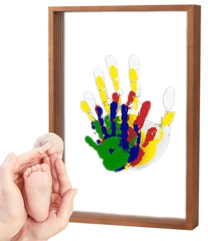Transparenter Handabdruck-Rahmen, Familien-Handabdruck-Set, Handabdruck-Set, Holzrahmen-Set, Transparente Blätter, Babysicheres Farb-Bastel-Set Für Frischgebackene Eltern, Zuhause Nach Der Geburt