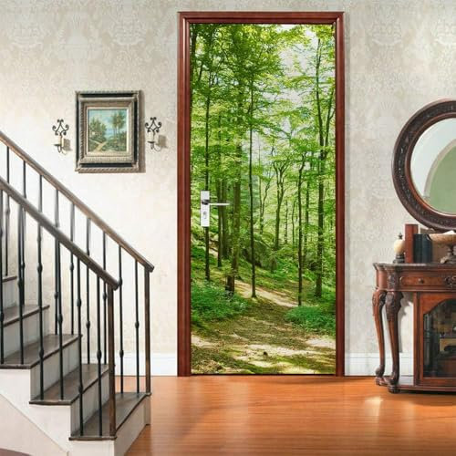 Latwerio Türbekleben Wald Natur Türtapete, Selbstklebend TürPoster Wald Natur Türbilder, 3D Fototapete Türfolie Poster Tapete Türaufkleber Tür Tapeten 86 x 200 cm q7445