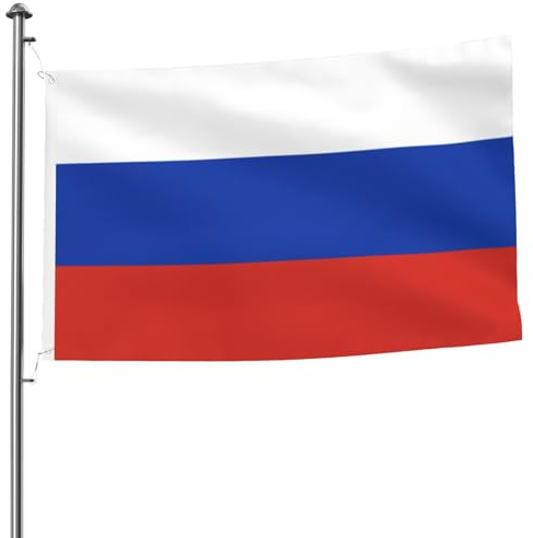 Bandera rusa de doble cara de 5 x 8 pies, pancarta resistente para exteriores y jardín, perfecta para decoración de interiores y exteriores