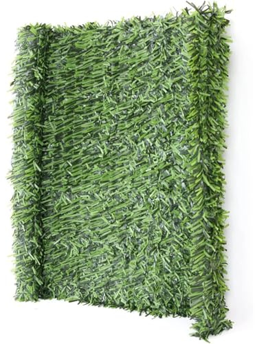 LoviStore Siepe Artificiale Finta Sintetica in Pvc Verde, Privacy e Protezione per Balconi, Recinzioni, Giardini, Ringhiere, Arella Sempreverde, Confine Frangivento Recinto Ombreggiante (1,5x3 mt)