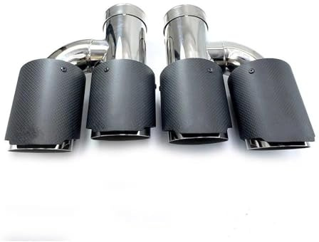 DZSDKHLFJ Tubo Scarico 2 Pezzi Stile H Universale Doppio Opaco in Fibra di Carbonio Terminale di Scarico in Acciaio Inossidabile 304 Modificato Tubo Scarico Dell'auto(51MM IN-76MM out)