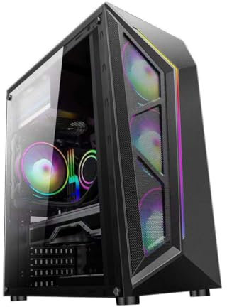 CAXUSD Rgb Desktop Case for Modified Computer Chassis Acrylic Side Panel Gaming Computer Case for Home Use Rgb Lighting Effects for Setup