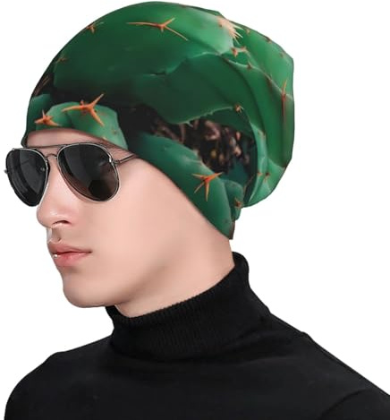 WZYWHJ Adult Fashion Knitted Hat - Stylish and Comfortable Hat for All Seasons with Extra Warmth Agave Cactus Picture Black