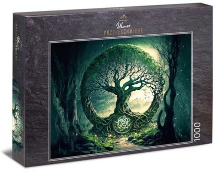 Ulmer Puzzleschmiede - Vecchia foresta dei Druidi - Puzzle con albero della vita celtico da 1000 pezzi - mondo mistico tra natura e magia - Qualità Made in Germany