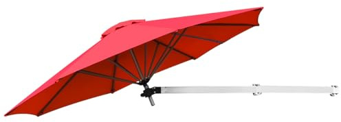 COSTWAY Sombrilla de Jardín Ø250 cm, Paragua Plegable Montada en la Pared para Exteriores con Poste Ajustable, Sombrilla de Patio Inclinable, Para Jardín, Balcón