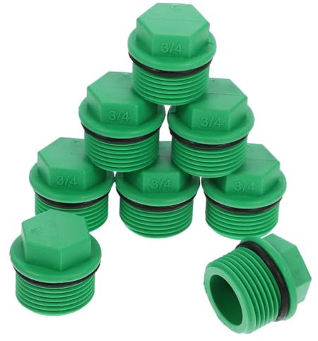 FUNOMOCYA Lot de 10 Bouchons de Tuyau D'arrosage Filetage Extérieur 3/4 Ppr Plastique Vert pour Jardin Raccords Étanches Solide Usage Extérieur