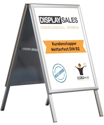 DISPLAY SALES - cavalletto pubblicitario B2 resistente alle intemperie | lavagna grande con profilo da 32 mm per manifesti DIN B2 | totem pubblicitario con fori per il drenaggio dell'acqua