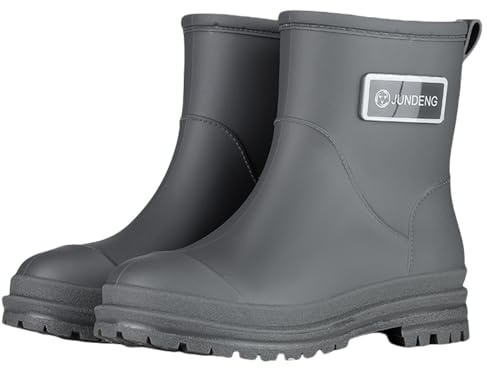 Ankle Boots Women's Wellington Boots Warm Ankle High Waterproof Non-Slip Comfortable Rain Boots Plain Thick Sole Cushioning Trendy Rain Boots Outdoor Garden Mud Rain Boots 36-41, gray, 3.5