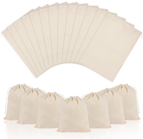 OFFCUP 20PCS 25x30cm Bolsas de Algodón, Bolsa con Cordón para Regalo, Bolsitas de Tela Reutilizable Pequeñas Para Regalos de Bodas Fiestas Cosméticos Joyas Navidad Cumpleaños DIY