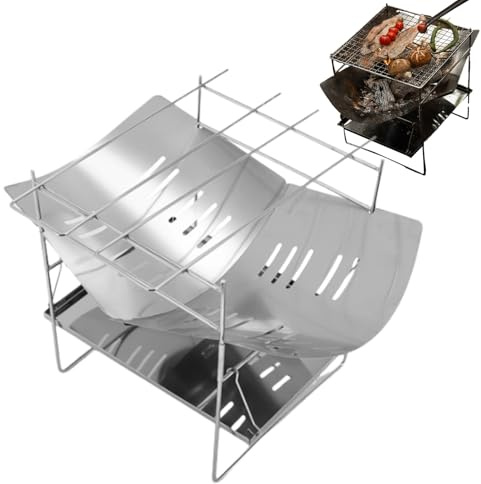 Hiemible Poêle à Bois pour Tente | Réchaud de Camping Compact,Grill Pliant Léger pour Randonnée Pêche Pique-Nique en et Cuisine en Extérieur