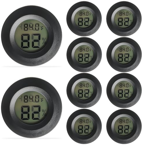 Lot de 10 thermomètres d'intérieur numériques - Mini thermomètre hygromètre pour l'intérieur et l'extérieur - Hydromètre numérique avec température et humidité - Pour chambre de bébé, cave