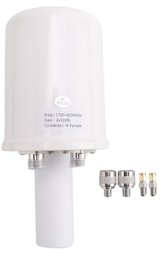 Gosera Bocina de Alimentación de Antena 5G de Polarización Dual de 1700-4200MHz WiFi 3G 4G 5G Reflector Parabólico Parabólico 2X 32dBI Solo Alimentación