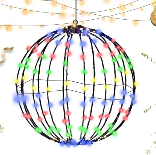 Genérico Sfere natalizie illuminate | Sfere Di Natale Pieghevoli Con Luce - Decorazione Per Alberi Giardino E Matrimoni Notte