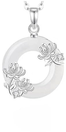 KUUFUUT Silver Necklaces for Women, S925 Sterling Silver Twelve Flower Deities Necklace Charm Pendant Chain Guardian Jewellery Birthday Gifts for Girlfriend Mom Wife September Chrysanthemum