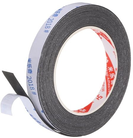 PATIKIL Ruban Mousse En Caoutchouc, 1.5cm x 1mm x 5 Metres Ruban Adhesif D'Isolation En Mousse Joint D'Etancheite, Noir