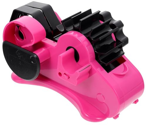LALAFINA Dispenser per Nastro Adesivo Domestico e da Ufficio Distributore Portatile Taglierina Integrata Supporto da Tavolo in Plastica Rosa per Nastro Termico 35Mm Multifunzione per