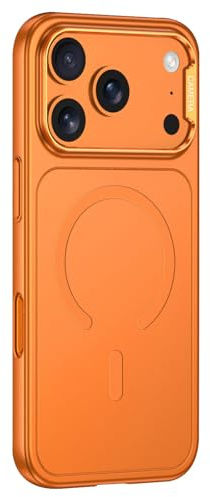 WBRSybUK Custodia Antiurto For IPhone 17/17 Air/17 Pro/17 Pro Max, Cover Satinata Con Ventosa Magnetica, Supporto Opaco For Ricarica Wireless(Orange,17 Air)