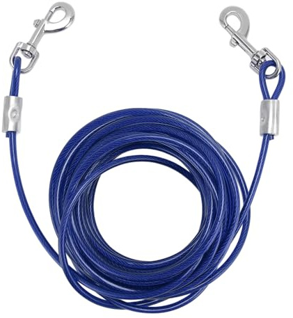 Cable de Amarre para Perros, mordedura de Doble Cabeza de Alambre de Acero, Correa para Perros para Acampar al Aire Libre con Hebilla de Gancho Gruesa, Cable Recubierto de PVC a (6 mm x 3 Metros /