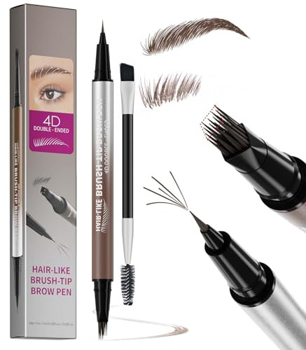 Microblading Augenbrauenstift 2 in 1 Natürlicher Flüssigkeits (Braun) | Augenbrauen Wasserfest Eyebrow Pencil für Frauen mit Brow Fection Winkelpinsel & Präzisions Detailpinselspitze