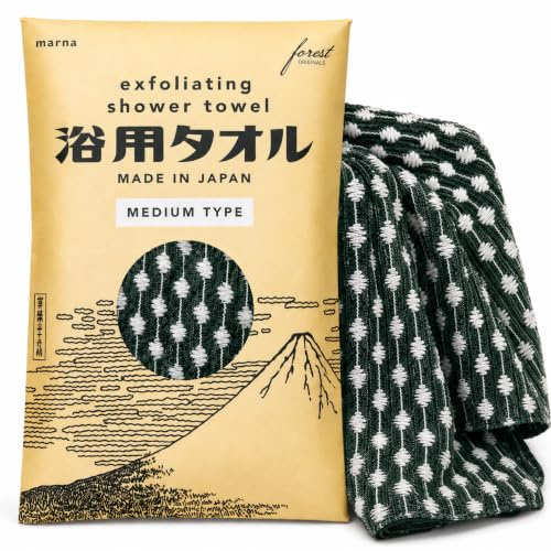 forest Originals Marna Body Exfoliating Towel (10.6 x 39.4 in / 27 x 100 cm), Japanese Shower Washcloth, Balanced Deep-Cleansing Scrub, Fast-Drying Durable Nylon, Made in Japan