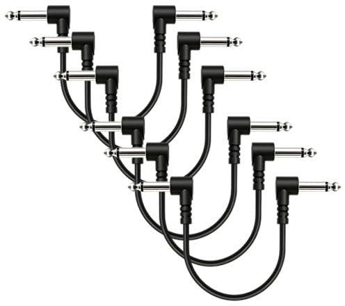 CDQZAIKEJI 6PCS Patchkabel Gitarre Pedal 30CM Rechtwinklig 6.35mm, Instrumentenkabel Rechtwinklig, Gitarren Patchkabel für Pedalboard Effektgeräte Verstärker Audio Verbindung