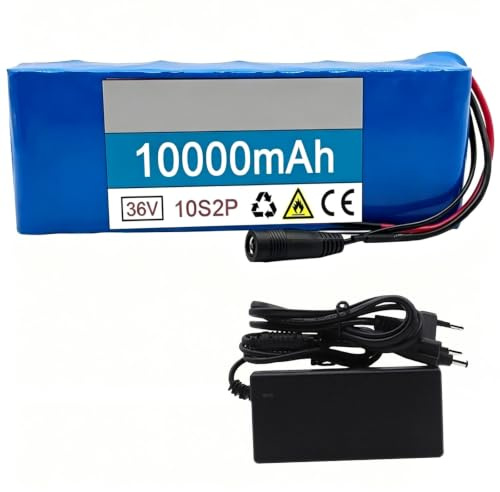 Batería De 36 V Y 10 Ah para Bicicleta Eléctrica Y Patinete Eléctrico, Batería De Iones De Litio Impermeable, Paquete De Batería De Repuesto con Cargador