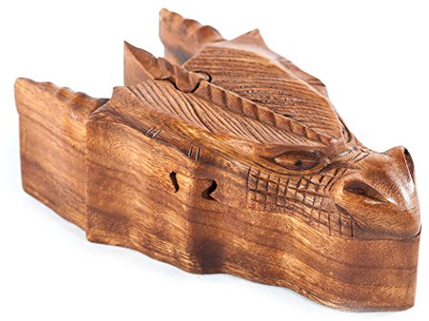 Windalf Vikings Schmuckdose Fafnir 17 cm Wikinger Drache Holz-Schmuckschatulle Geschenkbox Drachenfigur Handarbeit Holz