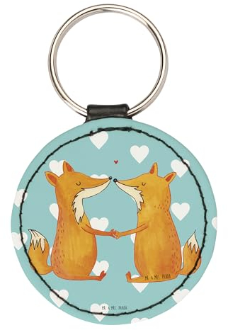 Mr. & Mrs. Panda Rund Schlüsselanhänger Füchse Liebe - Geschenk, Paar, Taschenanhänger, Glücksbringer, Ehe, Ehemann, Schutzengel, Fuchs, Ehefrau