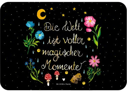 Mr. & Mrs. Panda Magnet Magische Welt - Geschenk, bildmagnet, Nacht, Blumen, Notizhalter, haftmagnet, Dekoration, whiteboardmagnet, Motivation, Schwarz, Kühlschrankmagnet, Weisheit, Magisch
