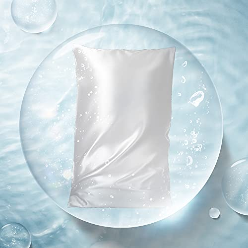 THXSILK Hyaluronsäure Seide Kissenbezüge für Haar und Haut, Kissenbezug aus 100% Reiner Maulbeerseide mit verstecktem Reißverschluss (Weiß, 40X80cm)