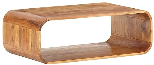 vidaXL Akazienholz Massiv Couchtisch mit 1 Ablagefach Vintage-Look Beistelltisch Kaffeetisch Wohnzimmertisch Teetisch Sofatisch 90x50x30cm