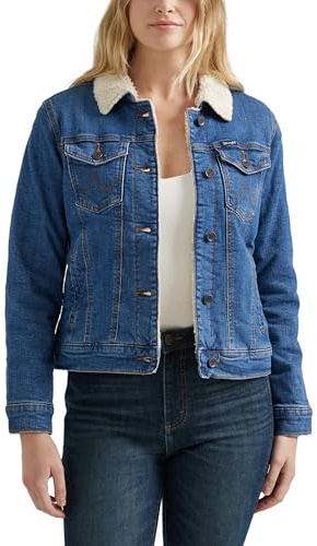 Wrangler Giacca Foderata in Sherpa retrò, Jeans, M Donna