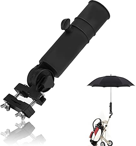 Amindz Golf Trolley Schirmhalter,Kunststoff Golf Regenschirm Halter,Universeller Golfschirm Halter,Schirmständer für Golfwagen,Fahrrad,Kinderwagen,Angeln,Strandstuhl(Schwarz)