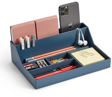 Miquelrius - Organisateur de bureau, Bleu, 250 x 175 x 72 mm, 6 Compartiments, Résistant, Idéal pour le bureau et les documents