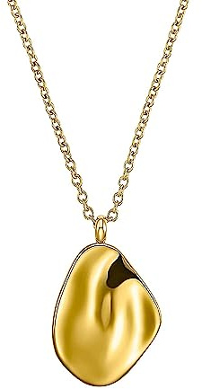 s.Oliver Kette mit Anhänger Edelstahl Damen Halsschmuck, 55+5 cm, Gold, Kommt in Schmuck Geschenk Box, 2033896
