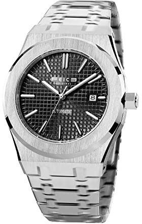FEICE Herren-Armbanduhr, Automatik, Edelstahl, wasserdicht, Datumsanzeige, analog, mechanische Armbanduhr, Business-Armbanduhr für Herren, leuchtende Sportuhr, 42 mm Gehäuse, FF019