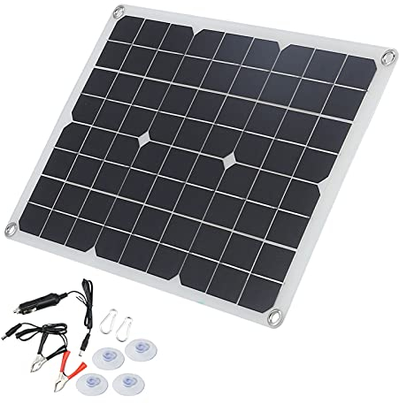 Caricabatteria solare da 50 W 18 V e mantenitore, caricabatterie di mantenimento per pannello solare, scheda caricabatterie solare portatile per casa, auto, navi con presa accendisigari e clip a cocco