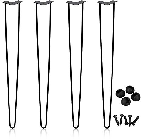 Ansobea Hairpin Legs tischbeine Metall schwarz Tischkufen Haarnadel Tischbein 12 mm, Hairpin Legs aus Stahl, 2-Stange Bein, 72 cm 4 Stück